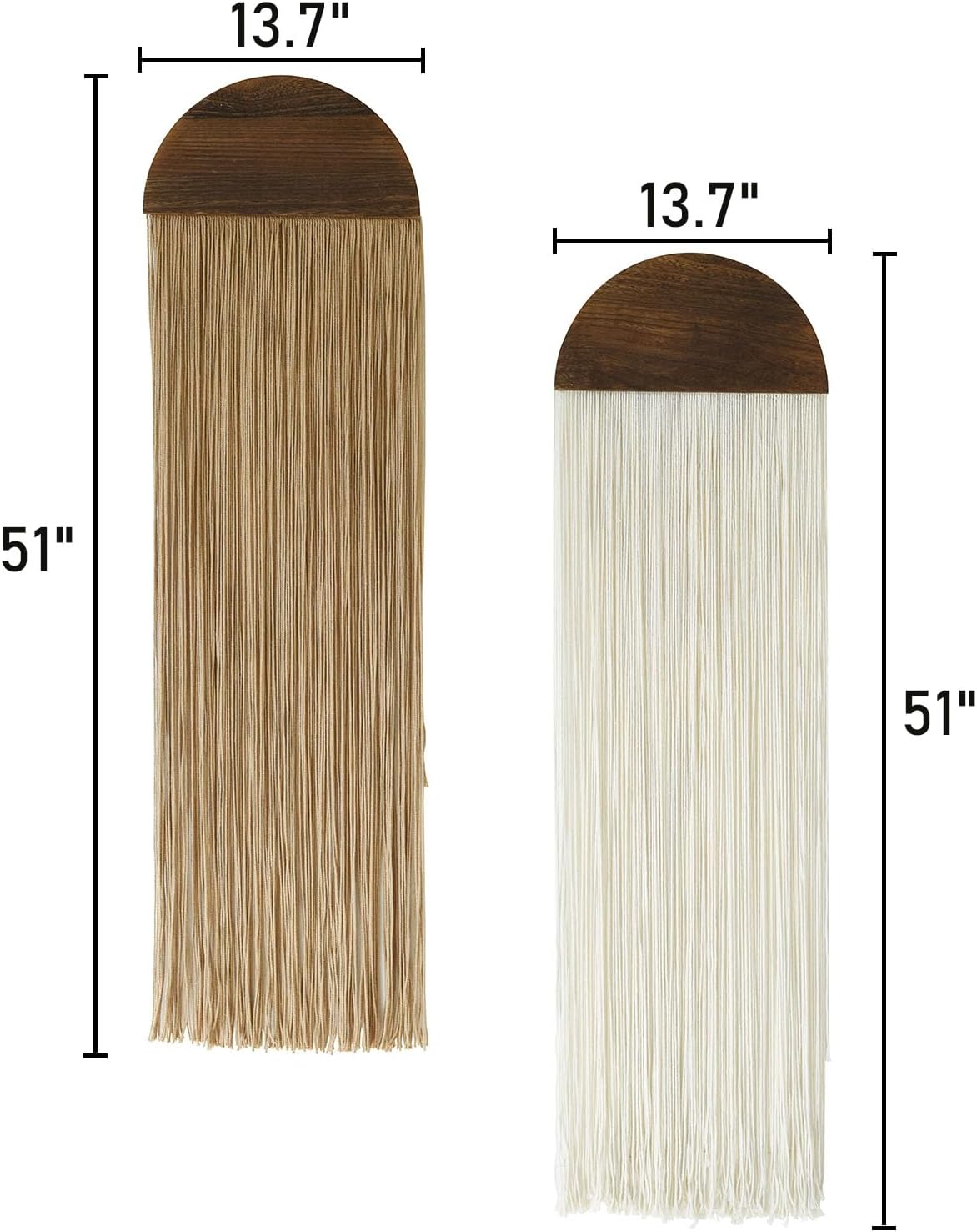 2Pcs Macrame Wall Hanging Boho wall decor Fiber Art Decor 13.7"W*51"L