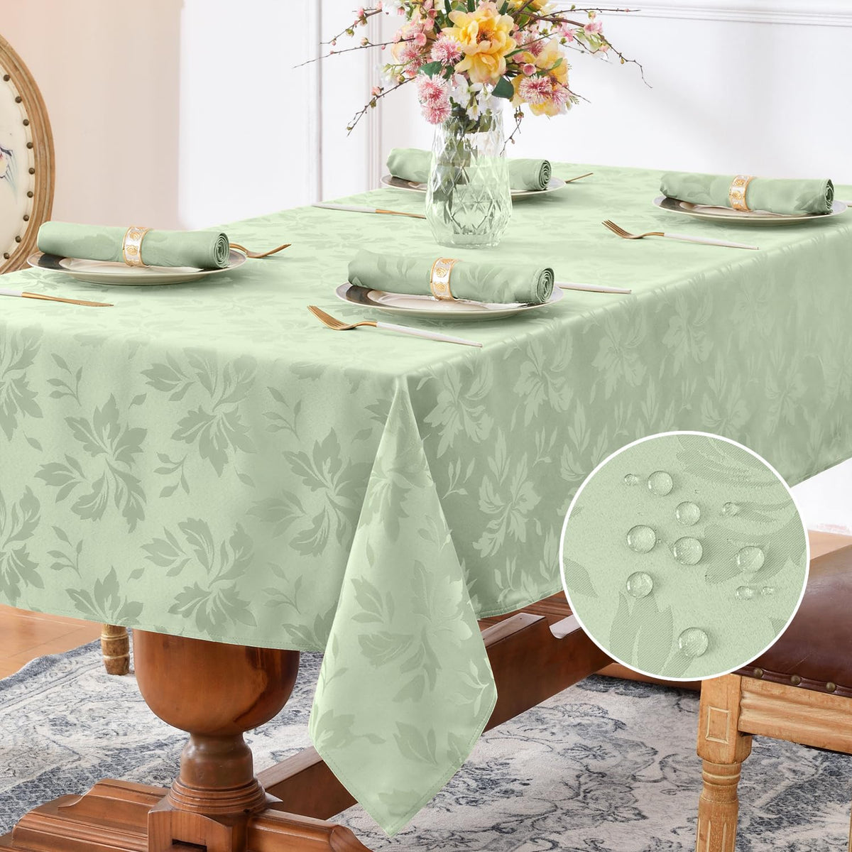 Romanstile Fall Jacquard Rectangle Tablecloth, Thanksgiving Dining Decor