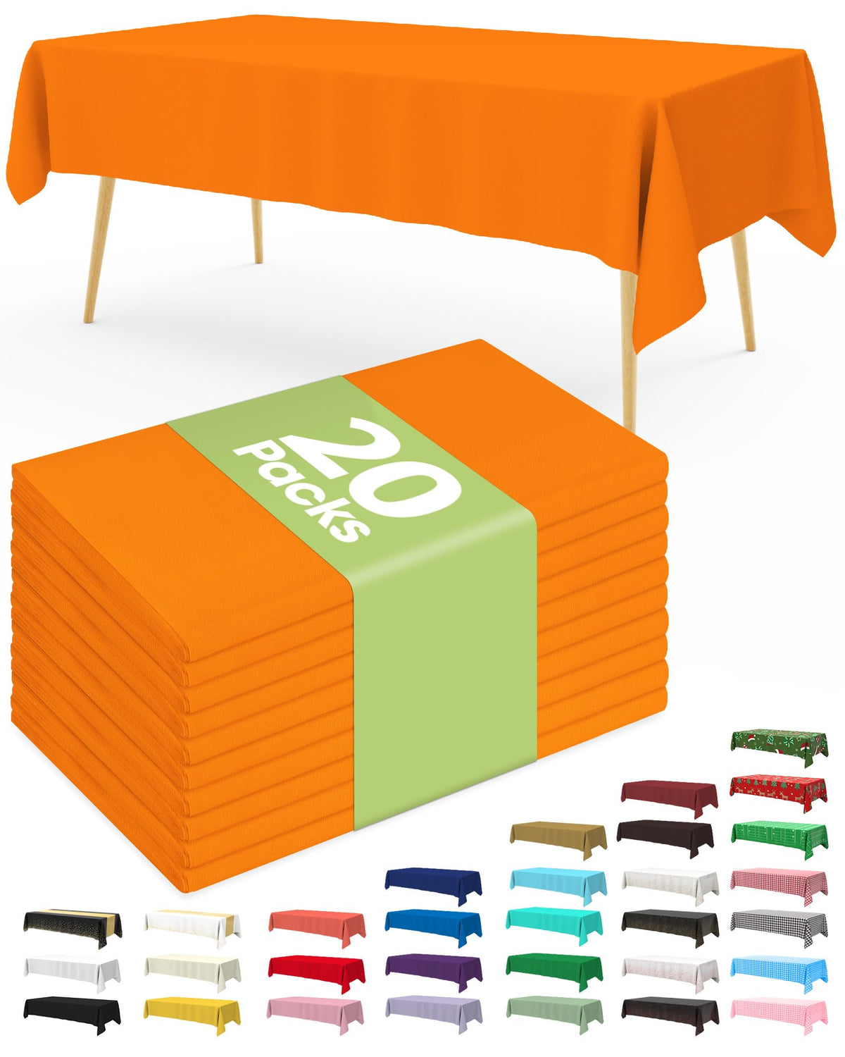 Pureegg 20 Pack White Disposable Plastic Tablecloth 54x108 Inch