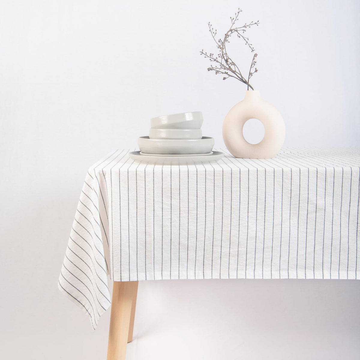 MONDAY MOOSE Gingham Checkered Farmhouse Rustic Picnic Style Decoration Rectangle Natural Stonewashed Cotton Tablecloth for Kitchen, Dining Room, Restaurant (60x102 inch, Beige)