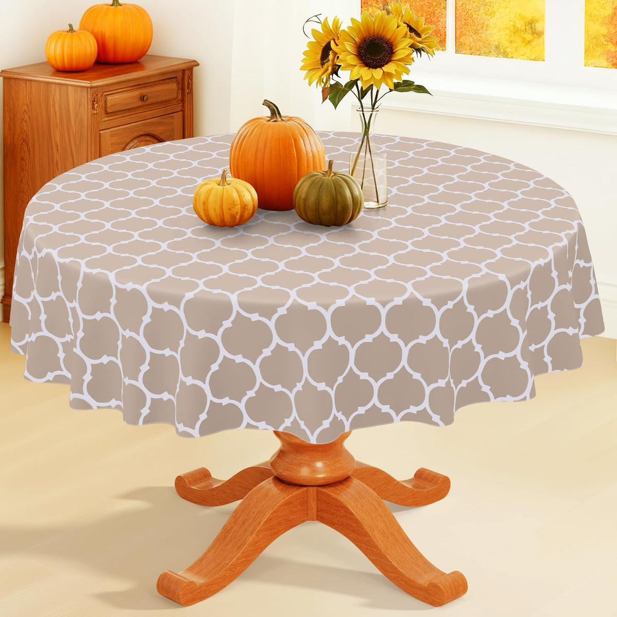 Smiry Rectangle Table Cloth, Flannel Backed Vinyl Tablecloth, 60"x84"