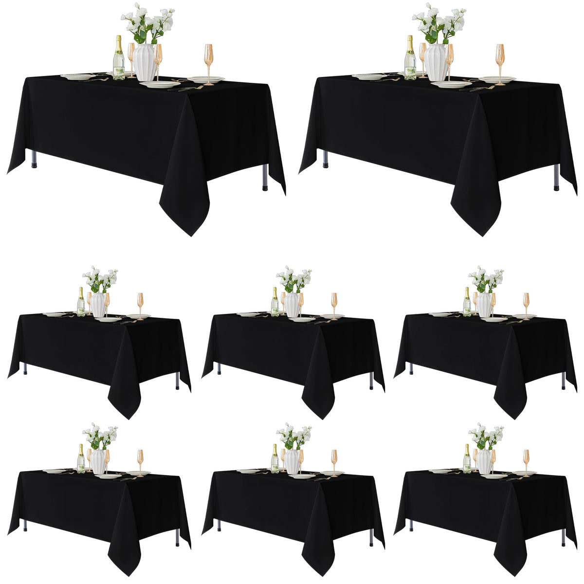 Fitable 6 Pack Ivory Tablecloths 70x120 Inch for 6-8 Ft Rectangle Tables