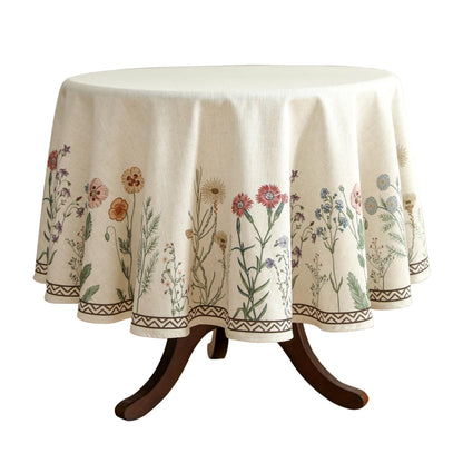 ISAENNE Designer French Linen Rectangular Tablecloth,118"x67"-Cornucopia