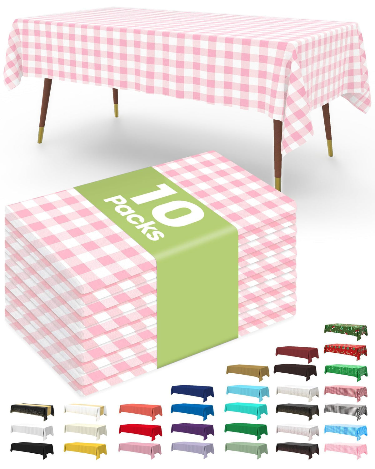 Pureegg Plastic Table Cloth Disposable 54x108 Inch 10 Pack, Beige