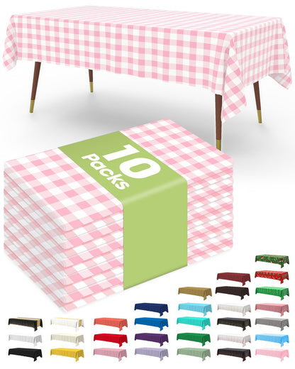 Pureegg Plastic Table Cloth Disposable 54x108 Inch 10 Pack, Beige