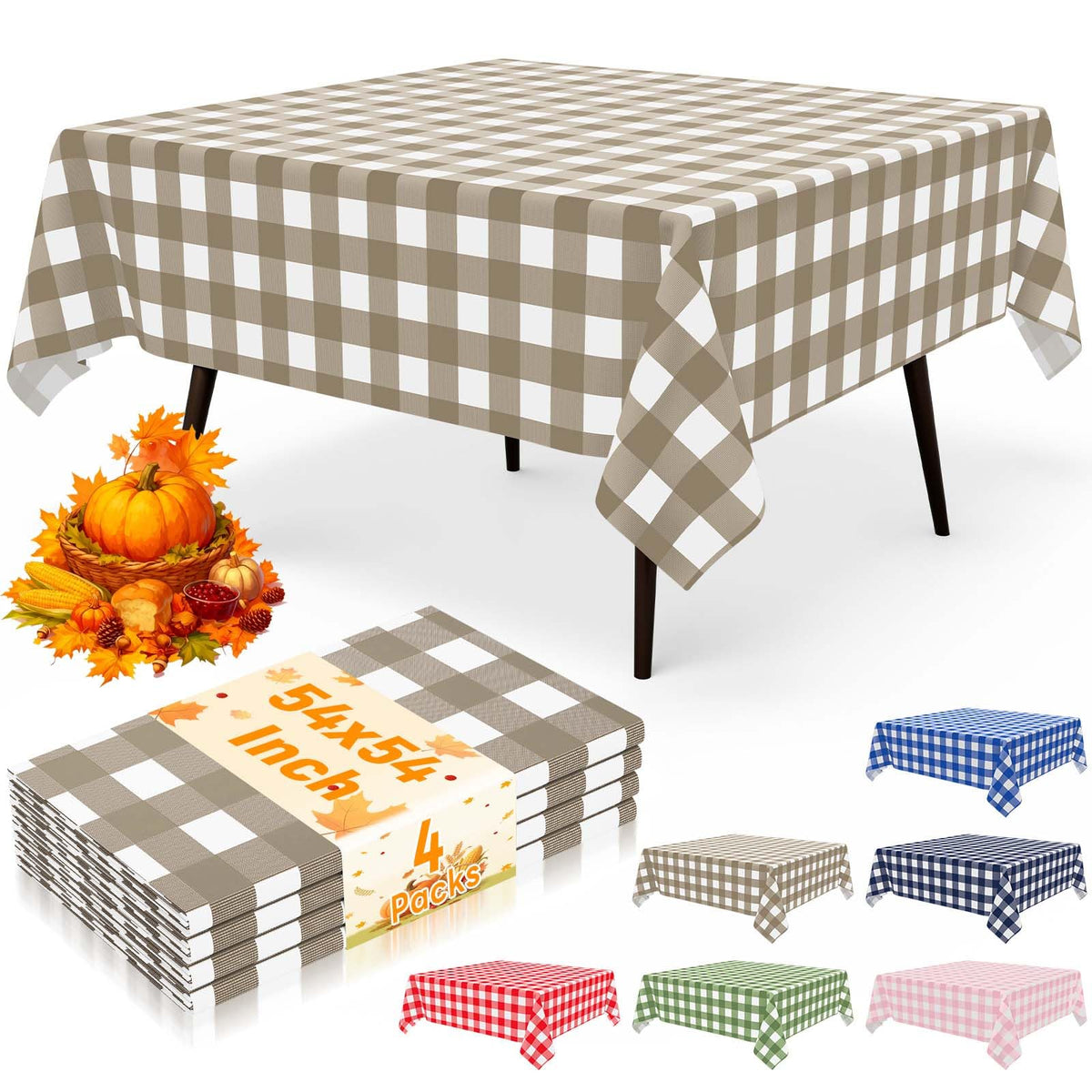misaya 4 Packs 54 x 78 Inch Checkered Disposable Table Cloth
