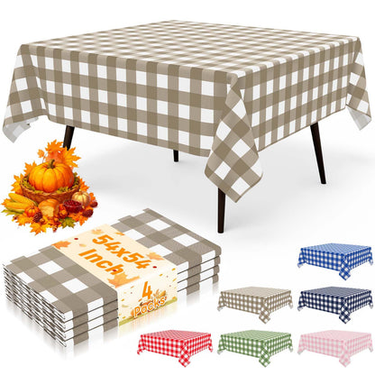 misaya 4 Packs 54 x 78 Inch Checkered Disposable Table Cloth