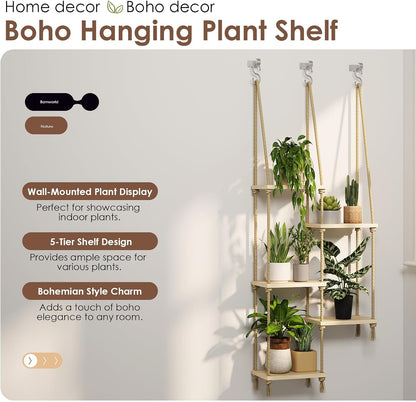 Bamworld Hanging Shelves Plant Hanger Indoor Window Plant Shelves