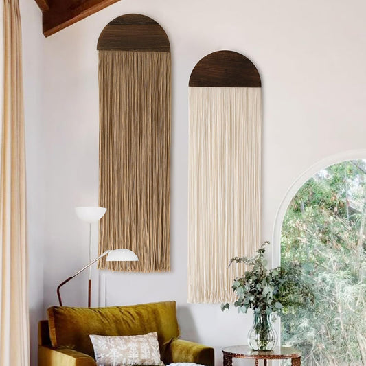 2Pcs Macrame Wall Hanging Boho wall decor Fiber Art Decor 13.7"W*51"L
