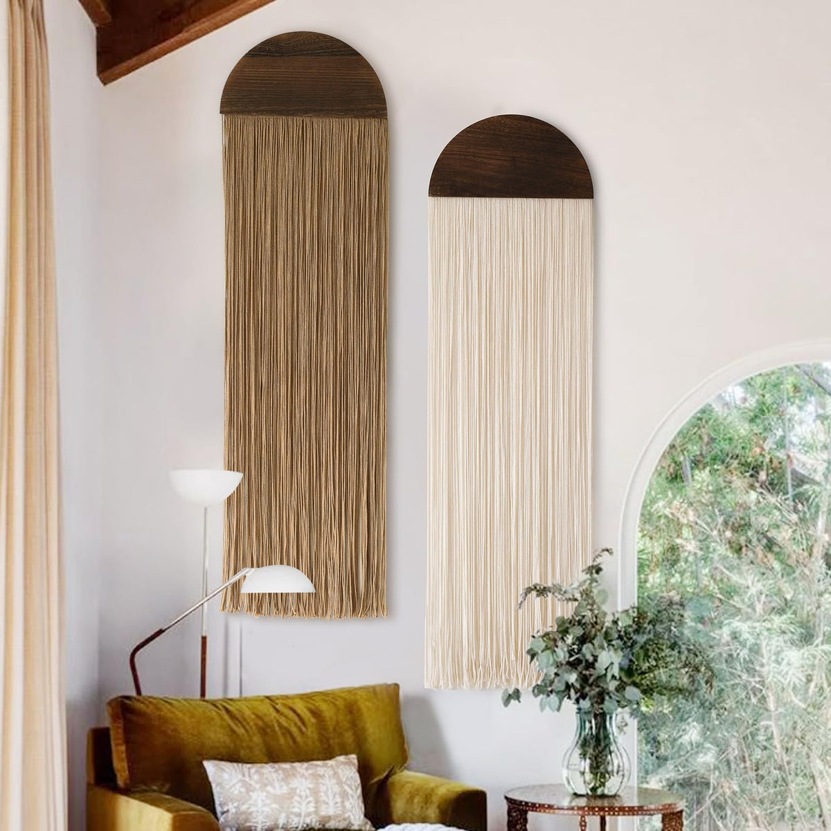 2Pcs Macrame Wall Hanging Boho wall decor Fiber Art Decor 13.7"W*51"L