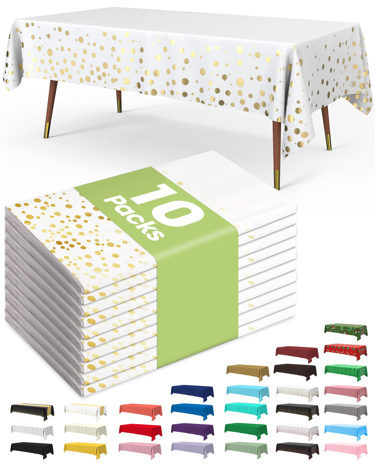 Pureegg Plastic Table Cloth Disposable 54x108 Inch 10 Pack, Beige