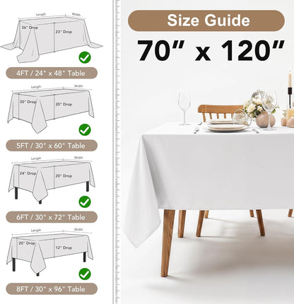 Fitable 6 Pack Ivory Tablecloths 70x120 Inch for 6-8 Ft Rectangle Tables