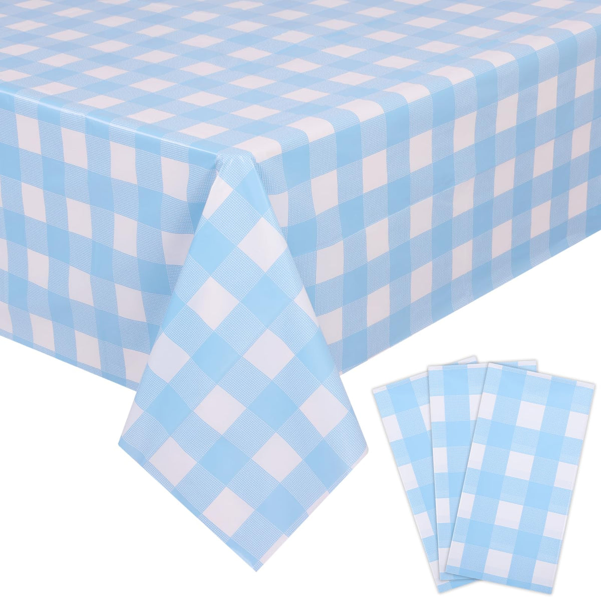 Kesfey 3 Packs Pink Gingham Tablecloth Pink and White Checkered Tablecloths 54 x 108 Inches Disposable Plastic Gingham Tablecovers Waterproof Rectangle Picnic Table Covers for Birthday Party Supplies