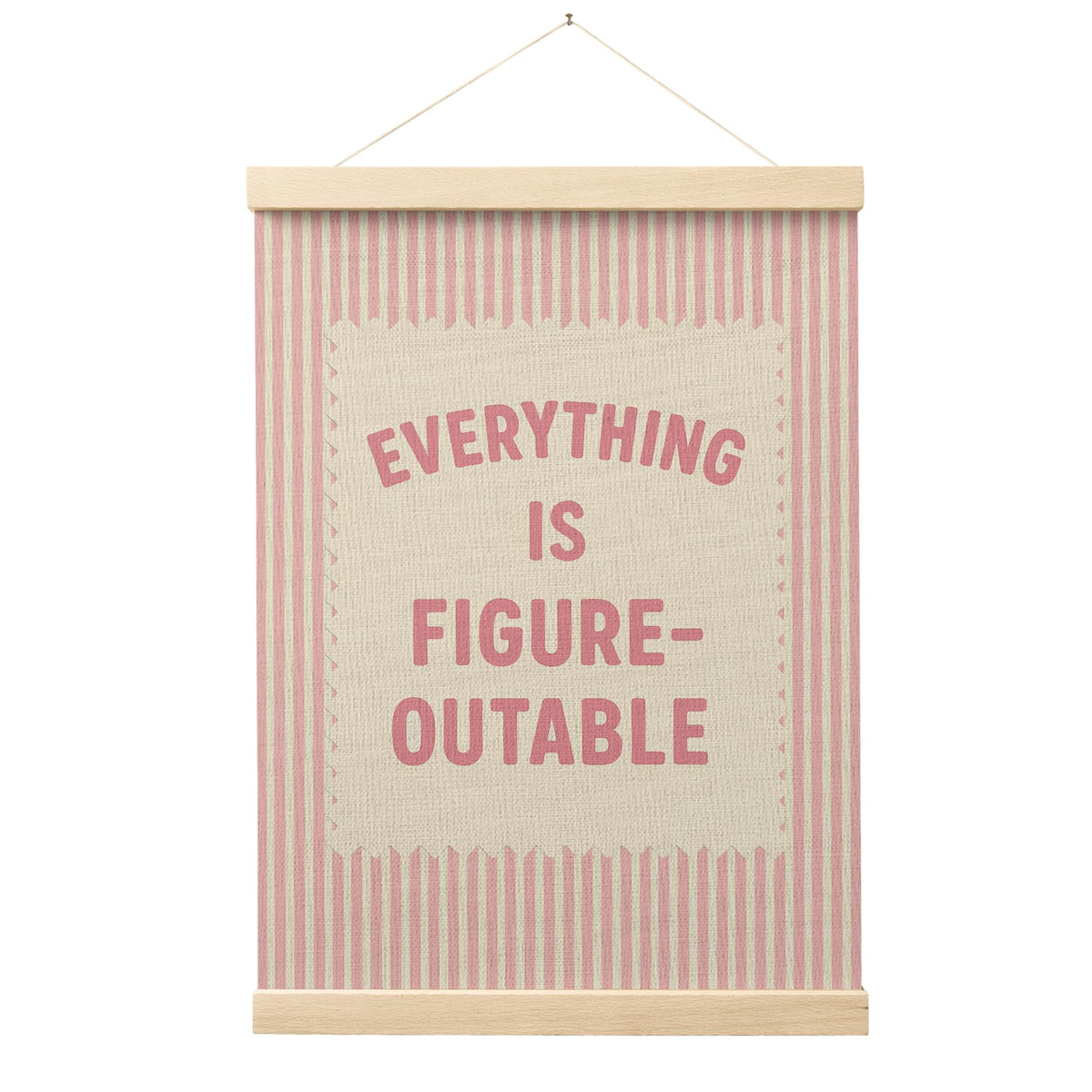 FGFK Everything Is Figureoutable Positive Affirmations Wall Art Poster Hanger Frame, Retro Pink and Green Inspirational Canvas Prints Framed Wall Decor for Office Classroom Home Bedroom, 12x16 Inch