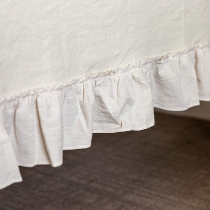 GLORY SEASON Retro Farmhouse Ruffle Tablecloth Cotton Flounces Trim Washable Table Cover Tablecloths for Rectangle Table Baby Shower Kitchen Party Wedding Decor,60''x120''