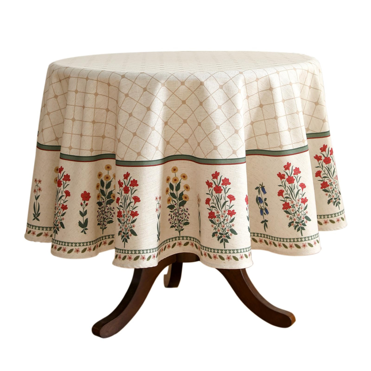 ISAENNE Designer French Linen Rectangular Tablecloth,118"x67"-Cornucopia