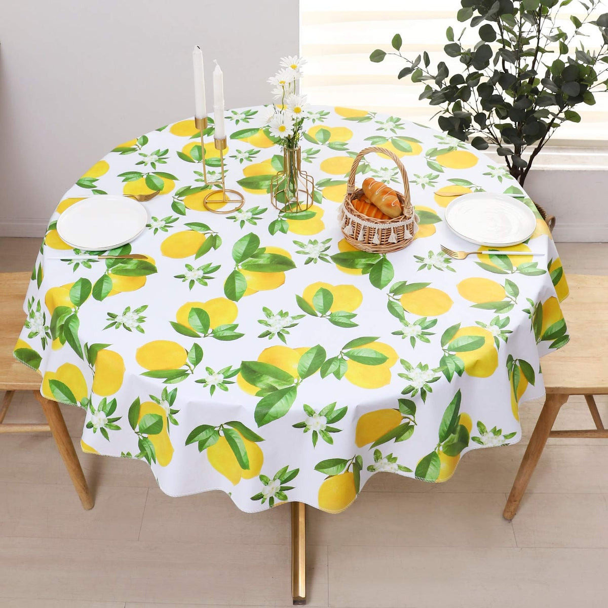 Pioggia Vinyl Tablecloth with Flannel Backed Rectangle Waterproof Oil-Proof PVC Table Cloth Wipeable Spill-Proof Plastic Table Cover for Indoor and Outdoor