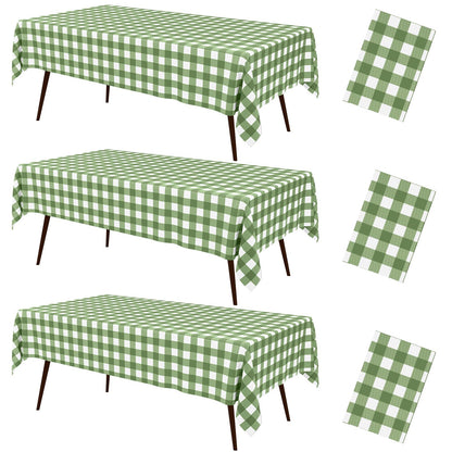 misaya 3 Packs Khaki White Buffalo Gingham Plastic Disposable Table Cloth