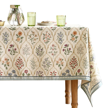 ISAENNE Designer French Linen Rectangular Tablecloth,118"x67"-Cornucopia