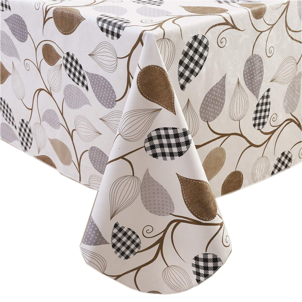 Pioggia Vinyl Tablecloth with Flannel Backed Rectangle Waterproof Oil-Proof PVC Table Cloth Wipeable Spill-Proof Plastic Table Cover for Indoor and Outdoor