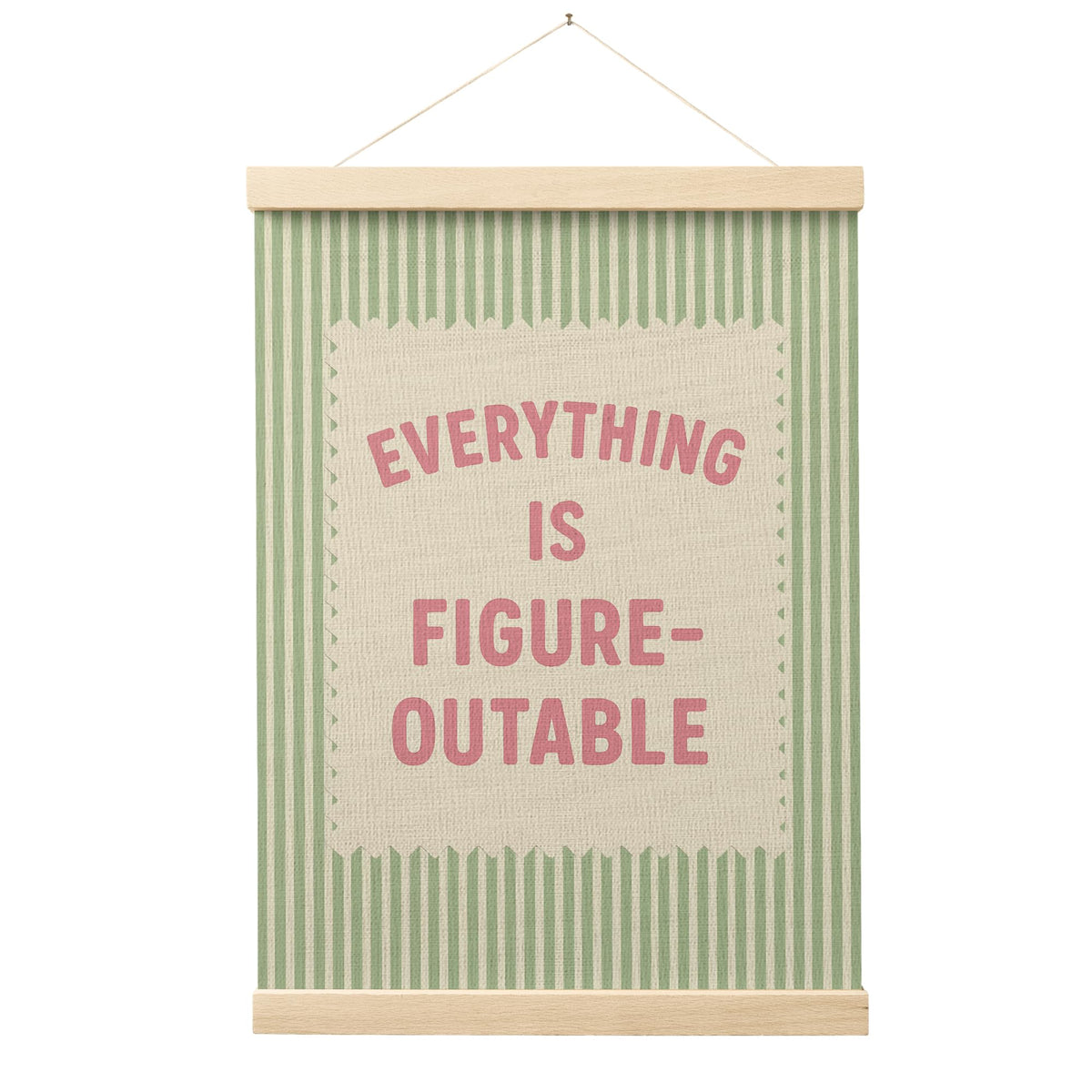 FGFK Everything Is Figureoutable Positive Affirmations Wall Art Poster Hanger Frame, Retro Pink and Green Inspirational Canvas Prints Framed Wall Decor for Office Classroom Home Bedroom, 12x16 Inch
