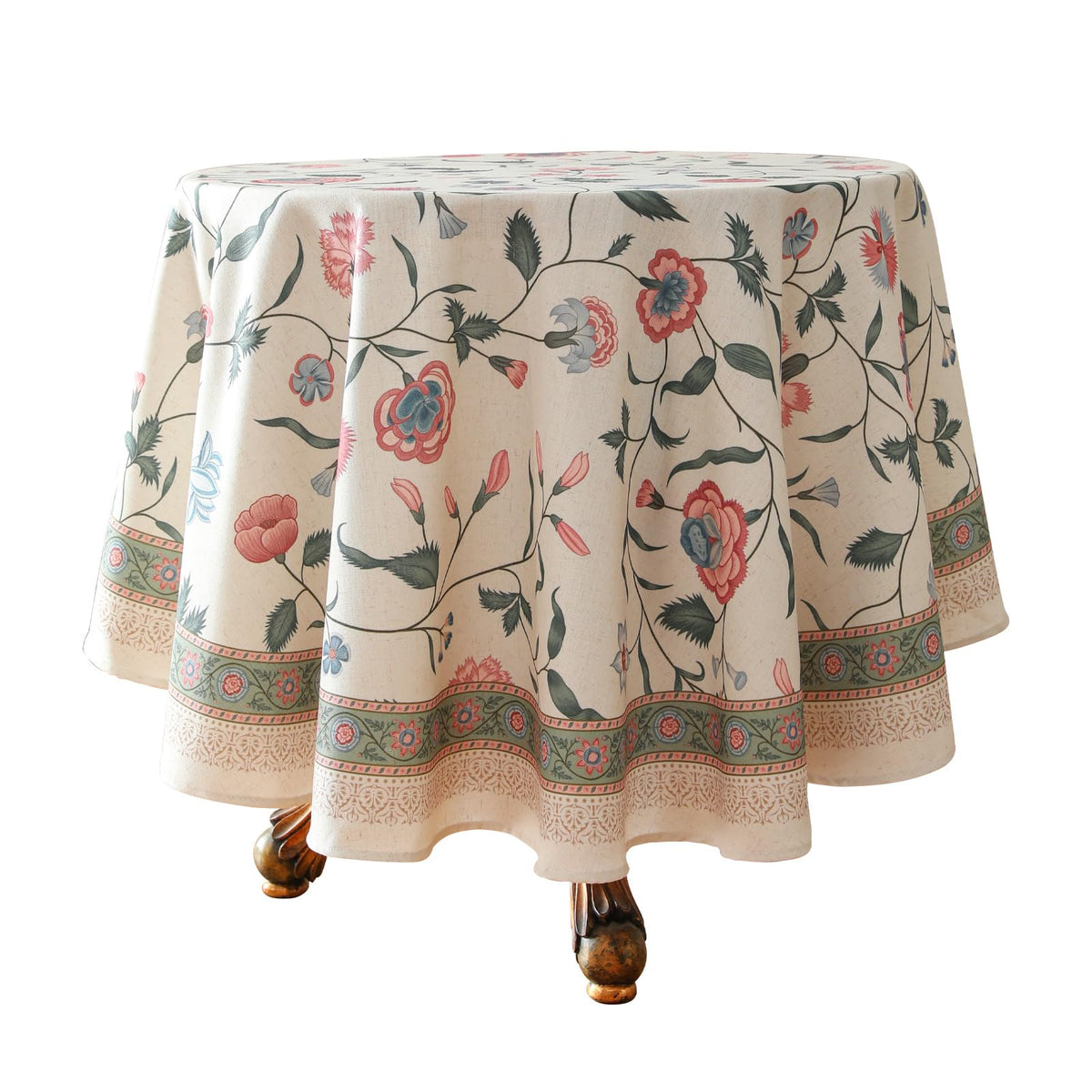 ISAENNE Designer French Linen Rectangular Tablecloth,118"x67"-Cornucopia