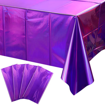 3 Pack Rose Gold Plastic Tablecloth, Dusty Pink Disposable Rectangle Table Covers, Holographic Metallic Foil Tablecloth Rose Party Supplies Decorations for Birthday Wedding Bachelorette, 54x108Inch