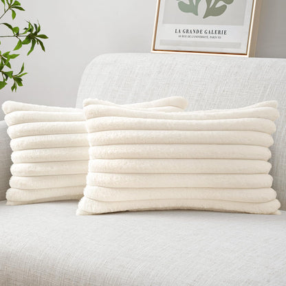 MIULEE Faux Fur Decorative Throw Pillow Covers 18x18 Set of 2 Sage Green