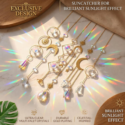 6Pieces Colorful Crystals Suncatcher Hanging Sun Catcher with Chain