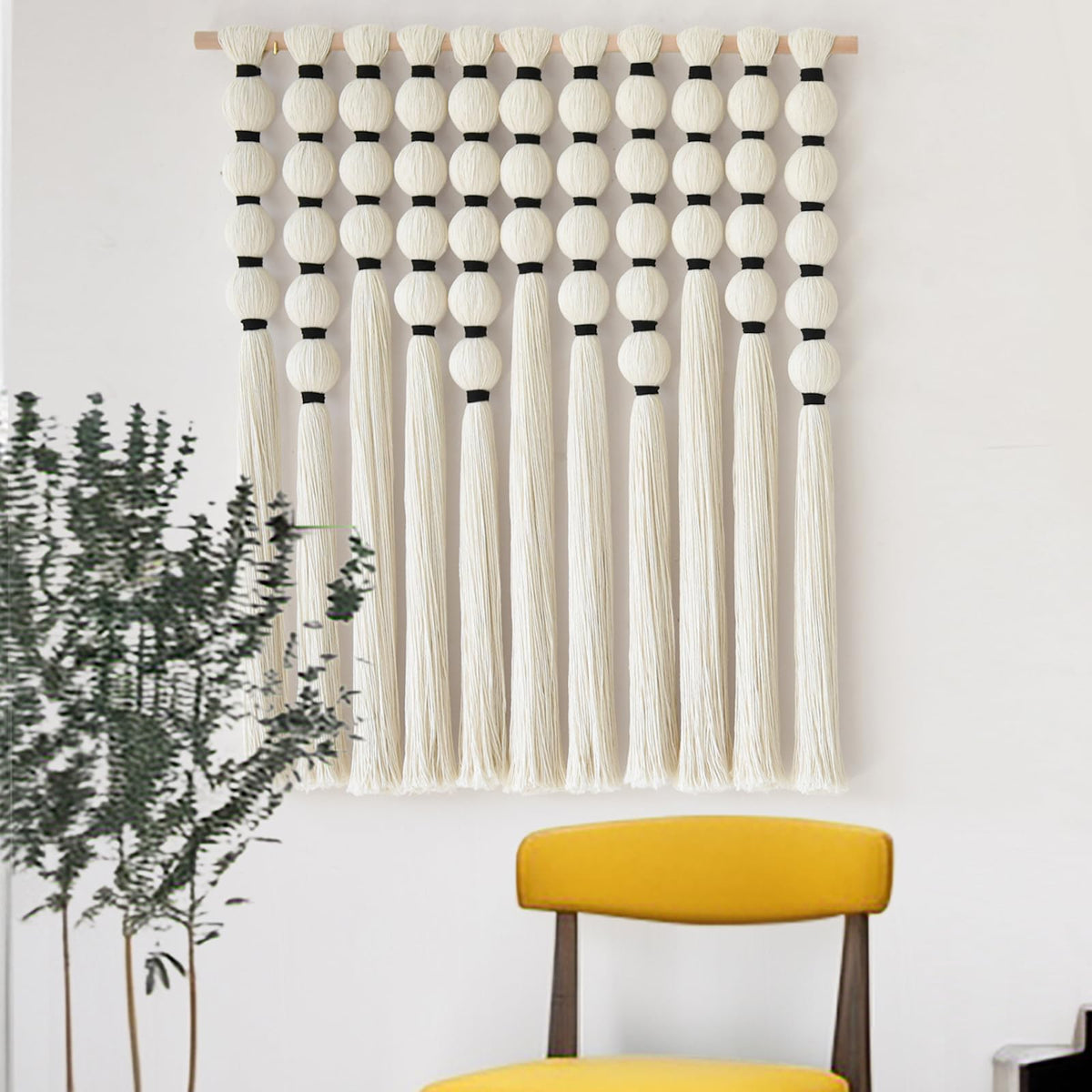 Macrame Wall Hanging Dip Dyed Blue Yarn Wall Art Tassel Decor 27" W*31" L