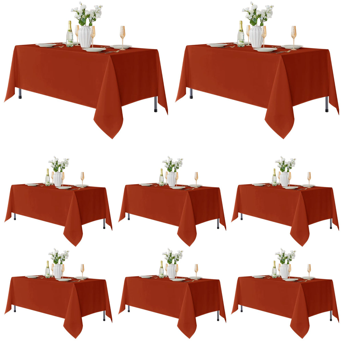 Fitable 6 Pack Ivory Tablecloths 70x120 Inch for 6-8 Ft Rectangle Tables