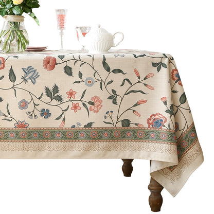 ISAENNE Designer French Linen Rectangular Tablecloth,118"x67"-Cornucopia