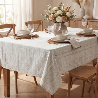 Horaldaily Beige Rectangular Tablecloth, 60×84 Inch, Farmhouse Decor