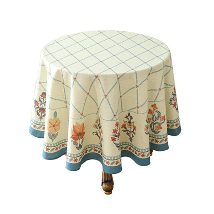 ISAENNE Designer French Linen Rectangular Tablecloth,118"x67"-Cornucopia