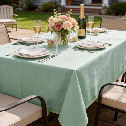 Softalker Outdoor Vinyl Edge Tablecloth Rectangle, 54 x 78 Inch, Sage