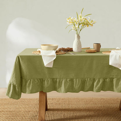 MONDAY MOOSE Gingham Checkered Farmhouse Rustic Picnic Style Decoration Rectangle Natural Stonewashed Cotton Tablecloth for Kitchen, Dining Room, Restaurant (60x102 inch, Beige)