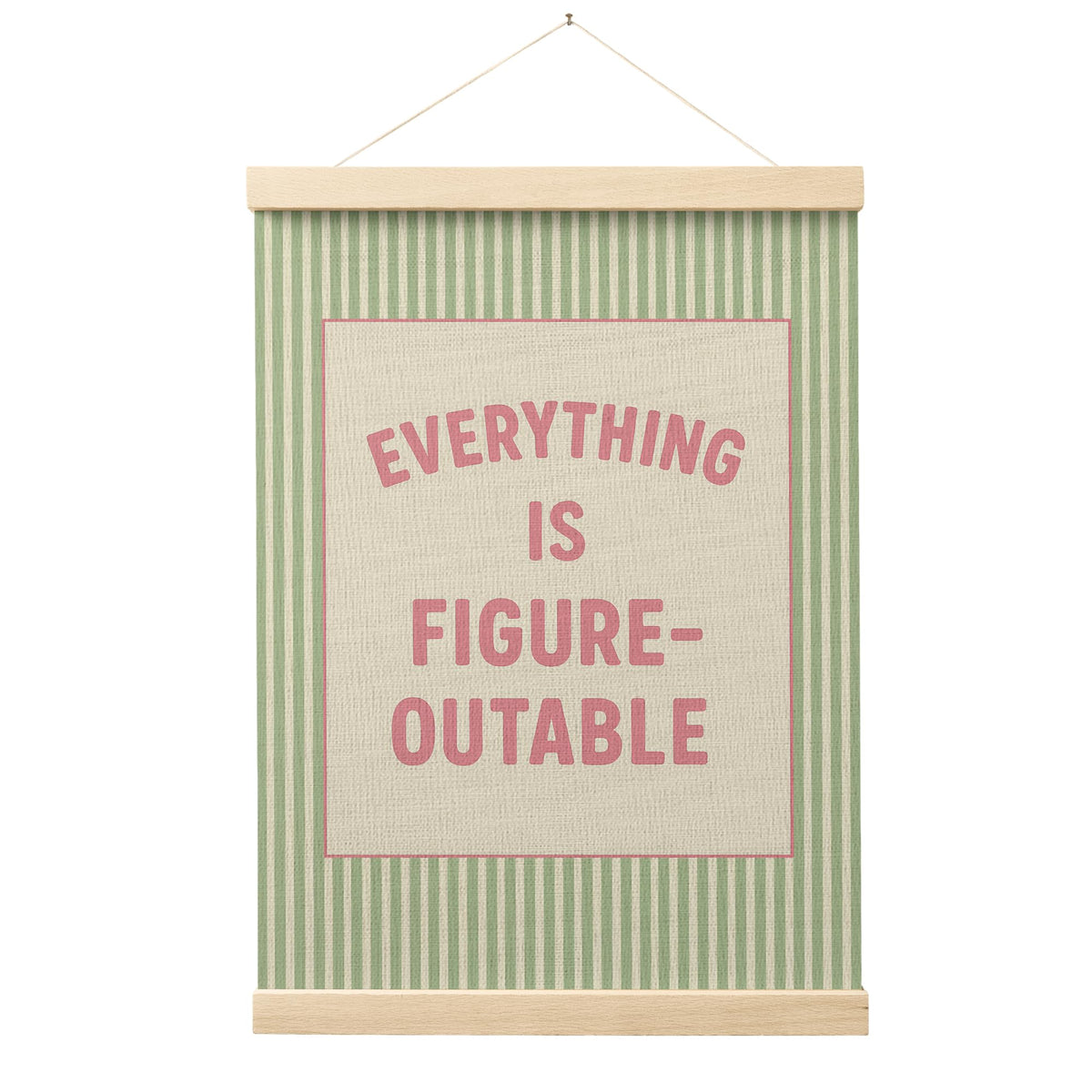 FGFK Everything Is Figureoutable Positive Affirmations Wall Art Poster Hanger Frame, Retro Pink and Green Inspirational Canvas Prints Framed Wall Decor for Office Classroom Home Bedroom, 12x16 Inch