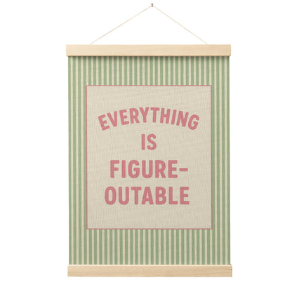 FGFK Everything Is Figureoutable Positive Affirmations Wall Art Poster Hanger Frame, Retro Pink and Green Inspirational Canvas Prints Framed Wall Decor for Office Classroom Home Bedroom, 12x16 Inch