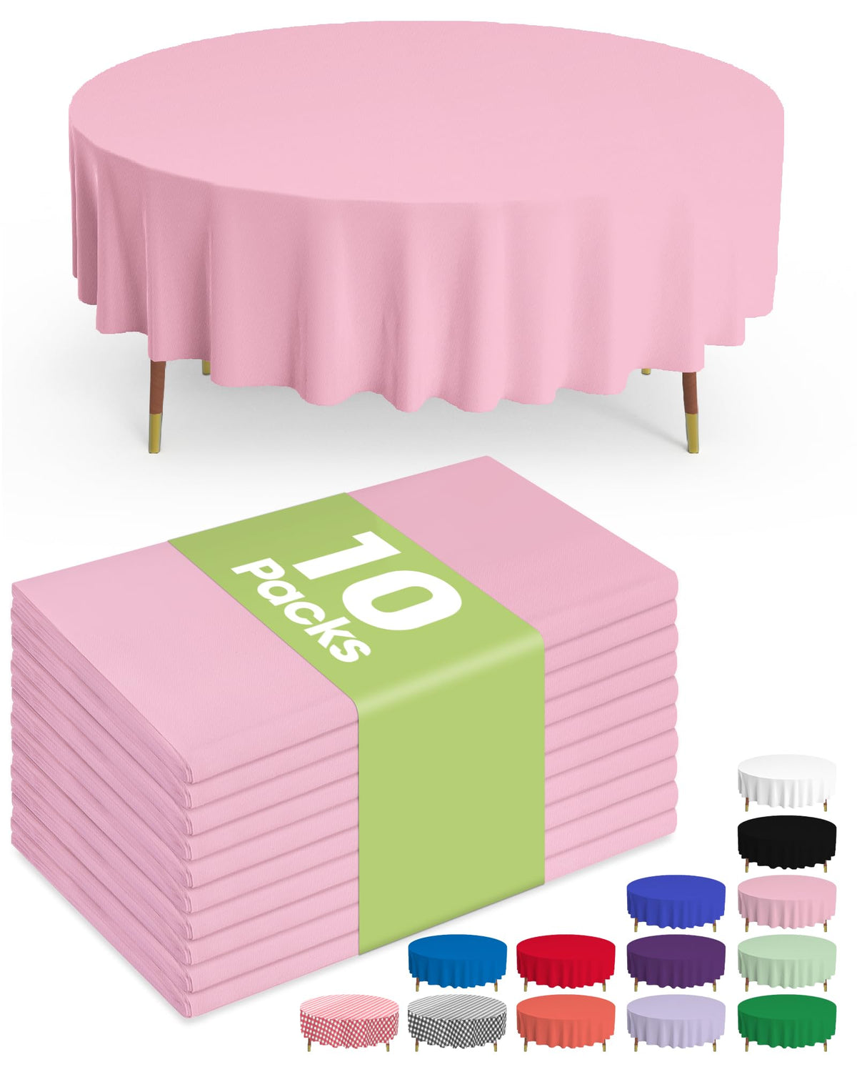 Pureegg Plastic Table Cloth Disposable 54x108 Inch 10 Pack, Beige