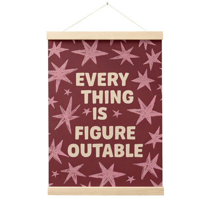 FGFK Everything Is Figureoutable Positive Affirmations Wall Art Poster Hanger Frame, Retro Pink and Green Inspirational Canvas Prints Framed Wall Decor for Office Classroom Home Bedroom, 12x16 Inch