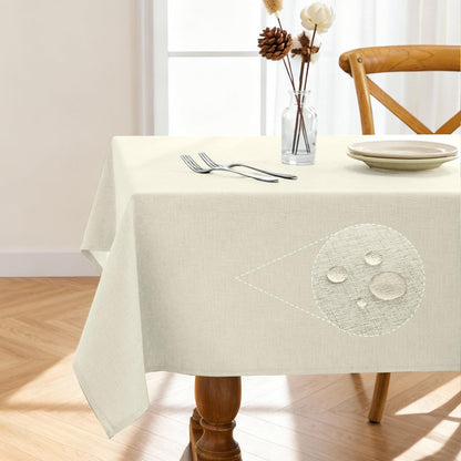 Pureegg Rectangle Linen Tablecloth Waterproof & Stain Resistant, Wrinkle-Free Table Cloth Adds Elegance and Protection, Ideal for Dining, Party, Wedding and Outdoor, 52 x 70 Inch, Sage Green