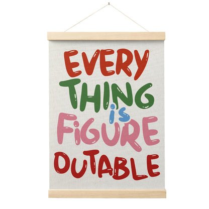 FGFK Everything Is Figureoutable Positive Affirmations Wall Art Poster Hanger Frame, Retro Pink and Green Inspirational Canvas Prints Framed Wall Decor for Office Classroom Home Bedroom, 12x16 Inch