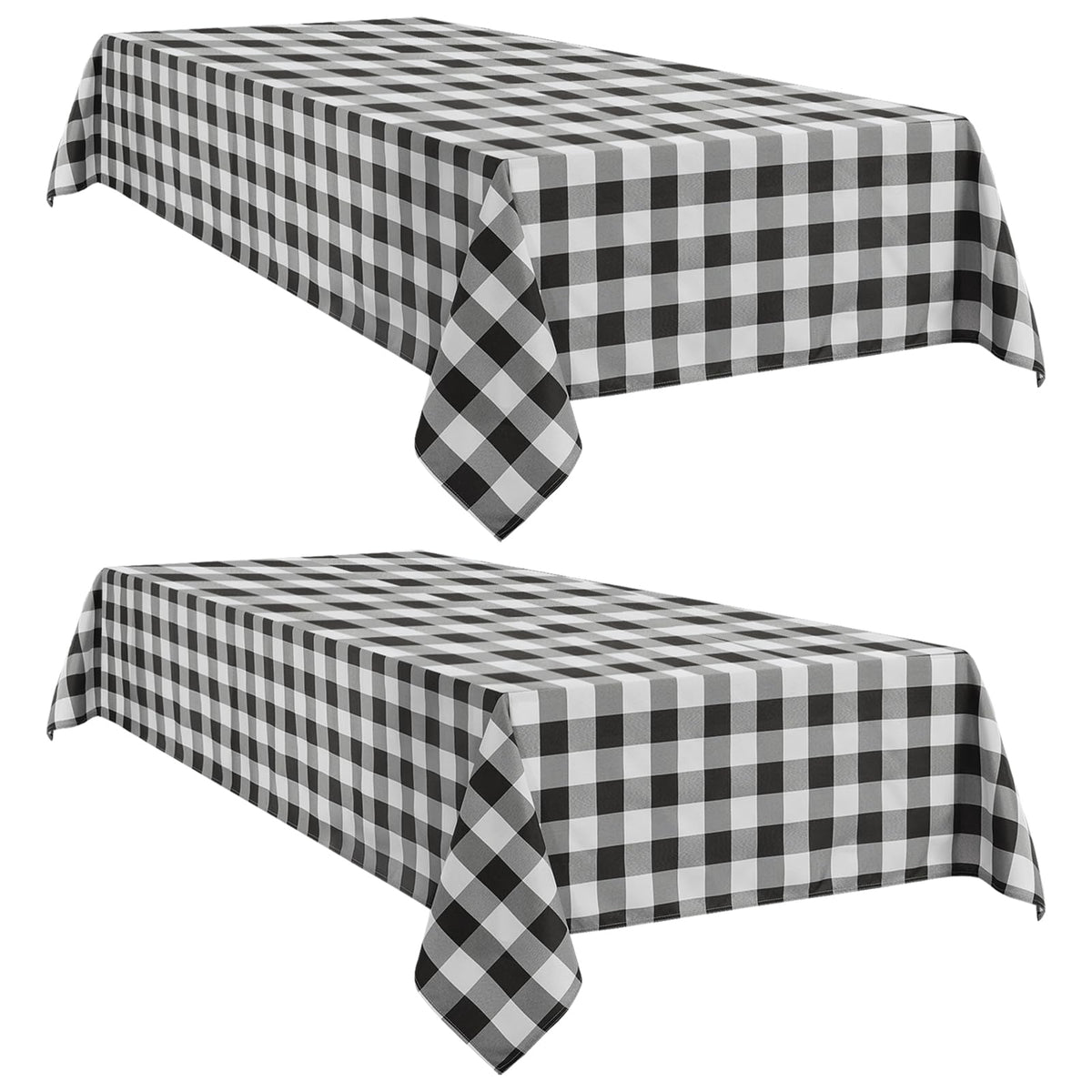 Softalker Gingham Tablecloth Rectangle, Black and White, 60 x 84 Inch