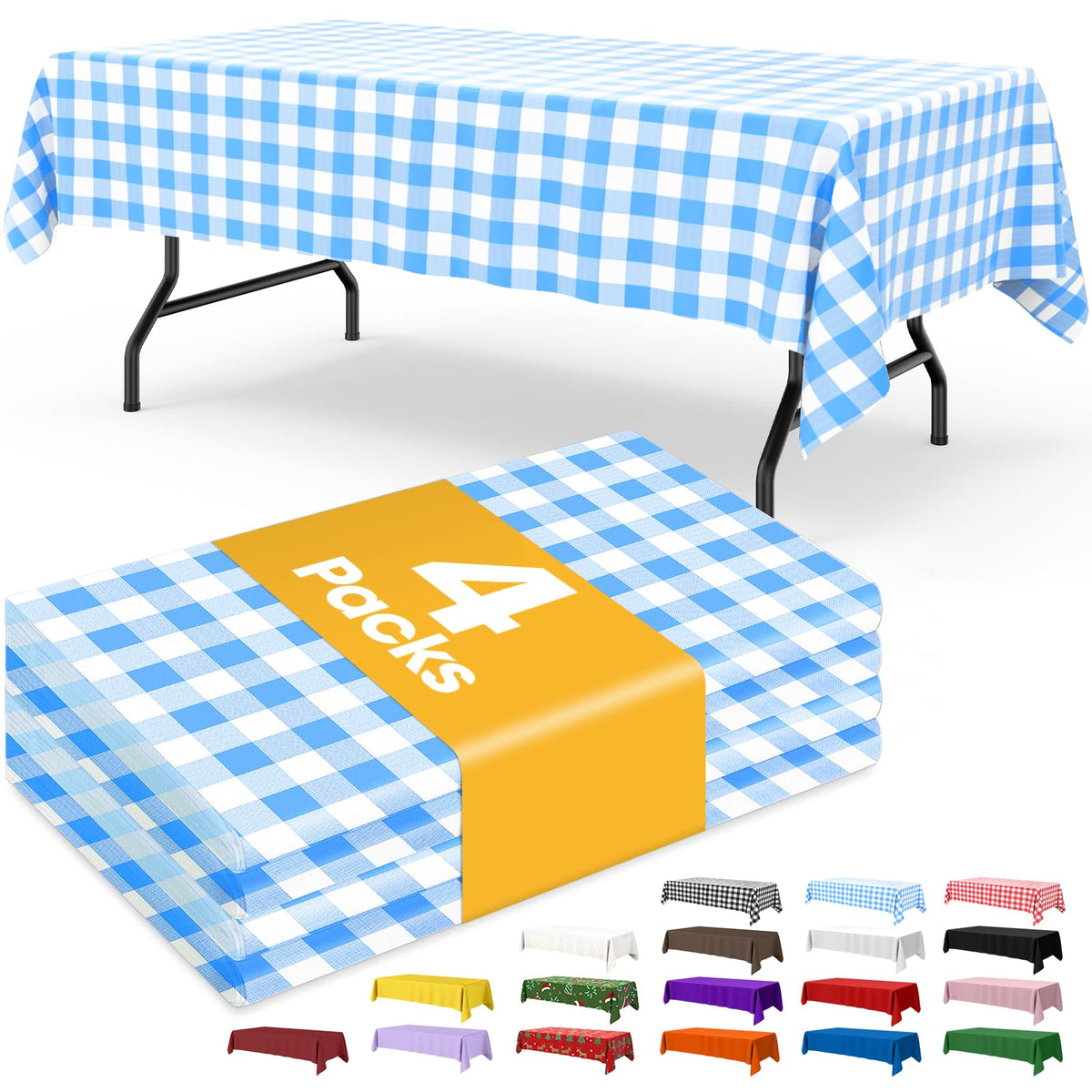Niuara White Plastic Table Cloth - 4 Pack 54" × 108" Rectangle Disposable Tablecloths for 6FT Tables, Table Cover for Party, Holiday & Gathering Use