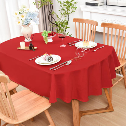 Wolkemer Oval Tablecloth 60 x 102 Inches Faux Linen Water Resistant