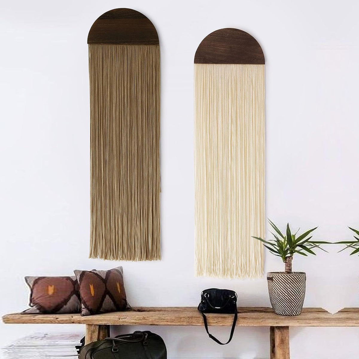 2Pcs Macrame Wall Hanging Boho wall decor Fiber Art Decor 13.7"W*51"L
