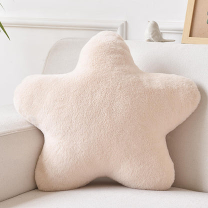 Star Pillow, Decorative Throw Pillows for Bed Couch, 15" Star Shaped Pillow Plush Floor Cushions Room Decor Pillow with Soft Faux Rabbit Fur for Sofa Bedroom Living Room