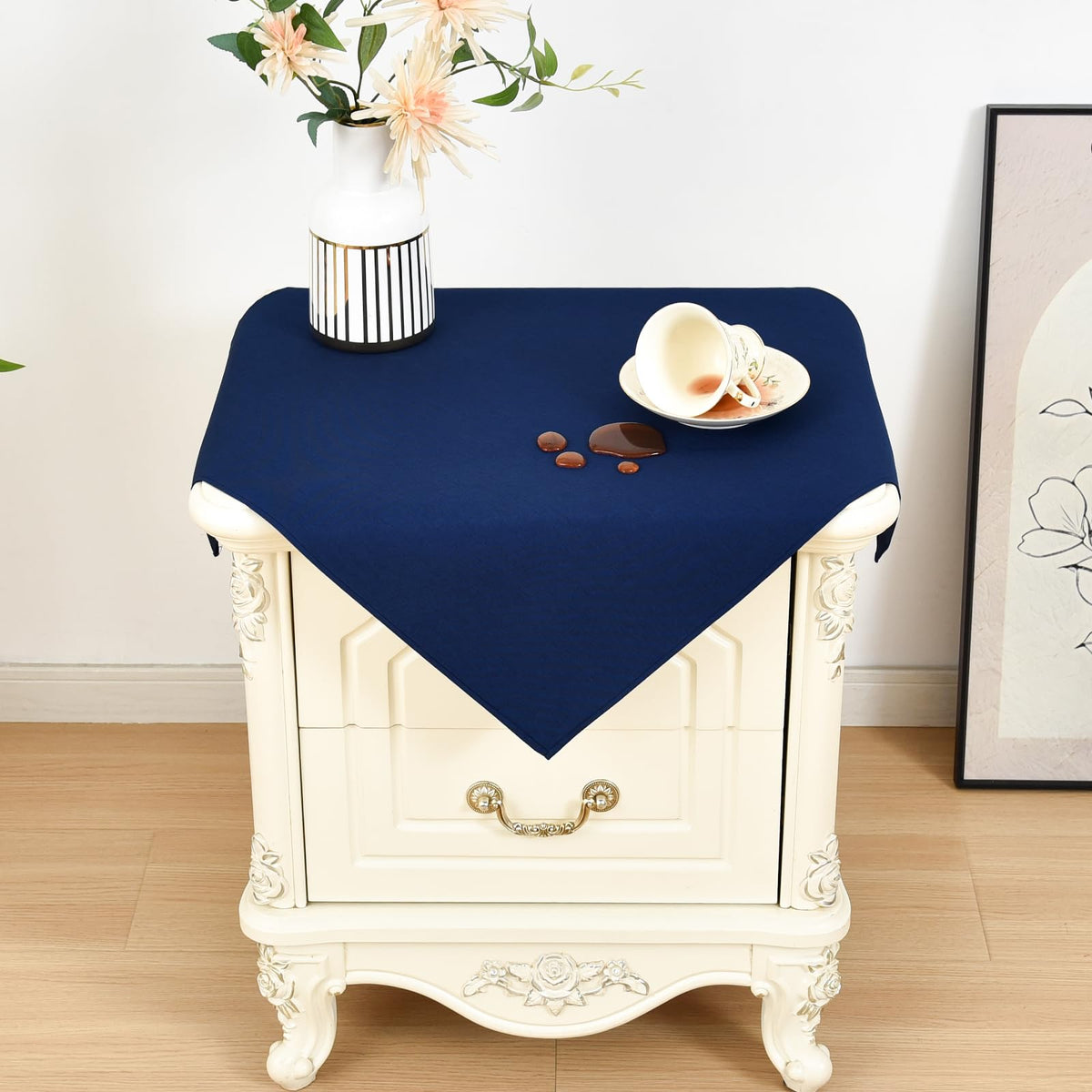 Wolkemer Oval Tablecloth 60 x 102 Inches Faux Linen Water Resistant