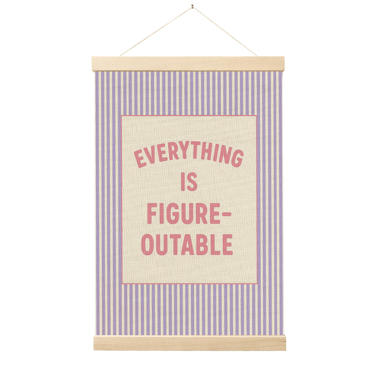 FGFK Everything Is Figureoutable Positive Affirmations Wall Art Poster Hanger Frame, Retro Pink and Green Inspirational Canvas Prints Framed Wall Decor for Office Classroom Home Bedroom, 12x16 Inch