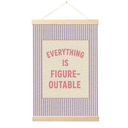 FGFK Everything Is Figureoutable Positive Affirmations Wall Art Poster Hanger Frame, Retro Pink and Green Inspirational Canvas Prints Framed Wall Decor for Office Classroom Home Bedroom, 12x16 Inch